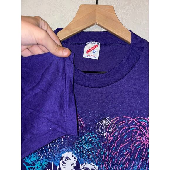 Vintage Mount Rushmore Shirt Firework Purple Graphic Tee 1990s VTG 90s Medium - Picture 7 of 13